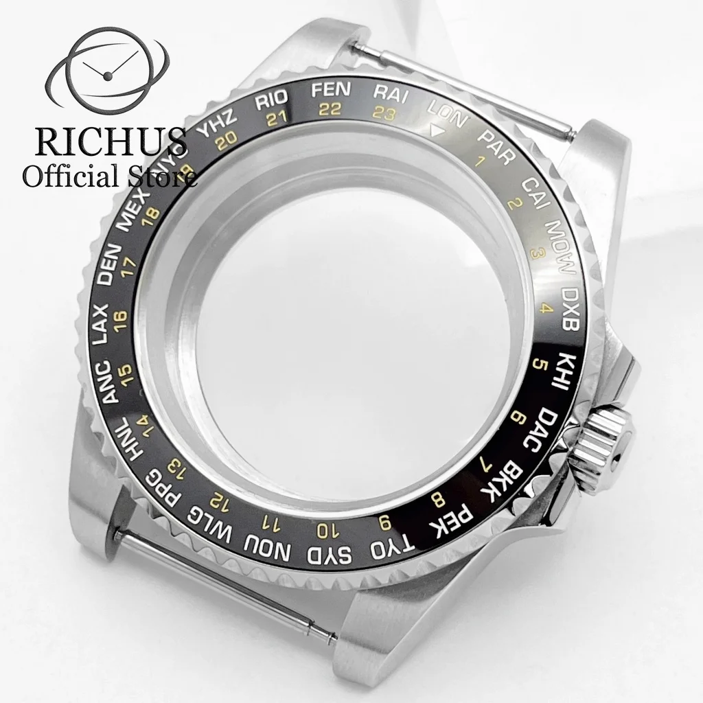 RICHUS 40mm Silver Stainless Steel Sapphire Crystal Watch Case GMT Bezel Fit NH35 NH36 ETA2824 2836 Miyota8215 DG Movement
RICHUS 40mm Silver Stainless Steel Sapphire Crystal Watch Case GMT Bezel Fit NH35 NH36 ETA2824 2836 Miyota8215 DG Movement