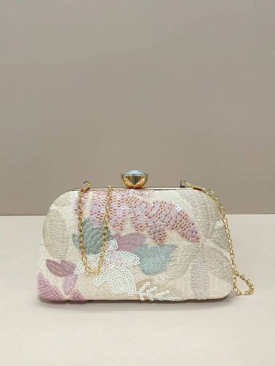 Sequined Embroidered Floral Evening Clutch Bag With Chain Strap For Women Party Wedding Prom
Sequined Embroidered Floral Evening Clutch Bag With Chain Strap For Women Party Wedding Prom