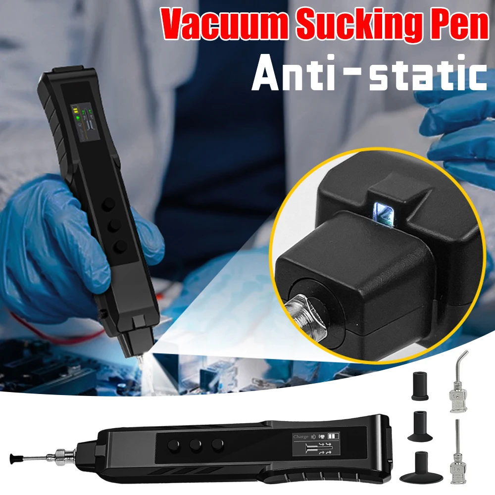 Electric Vacuum Sucking Pen Anti-static Vacuum Chuck Suction Pen Rechargeable Vacuum Pickup Tool for IC Chip SMD SMT Repair Work
Electric Vacuum Sucking Pen Anti-static Vacuum Chuck Suction Pen Rechargeable Vacuum Pickup Tool for IC Chip SMD SMT Repair Work
