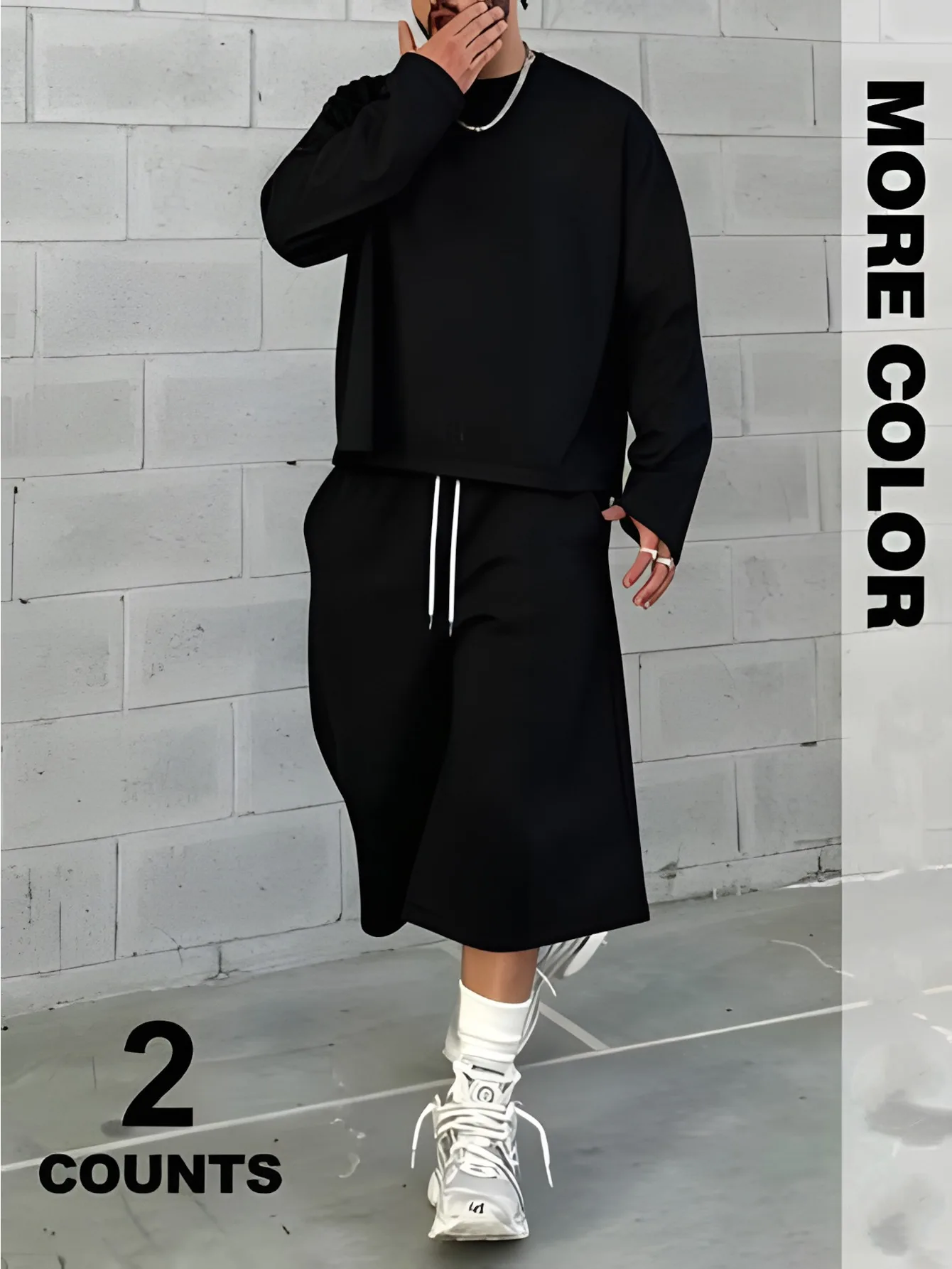 American-Style High-Street Men's Long-Sleeve T-Shirt and Shorts Two-Piece Set: Printed, Loose-Fitting Casual Sportswear Set
American-Style High-Street Men's Long-Sleeve T-Shirt and Shorts Two-Piece Set: Printed, Loose-Fitting Casual Sportswear Set