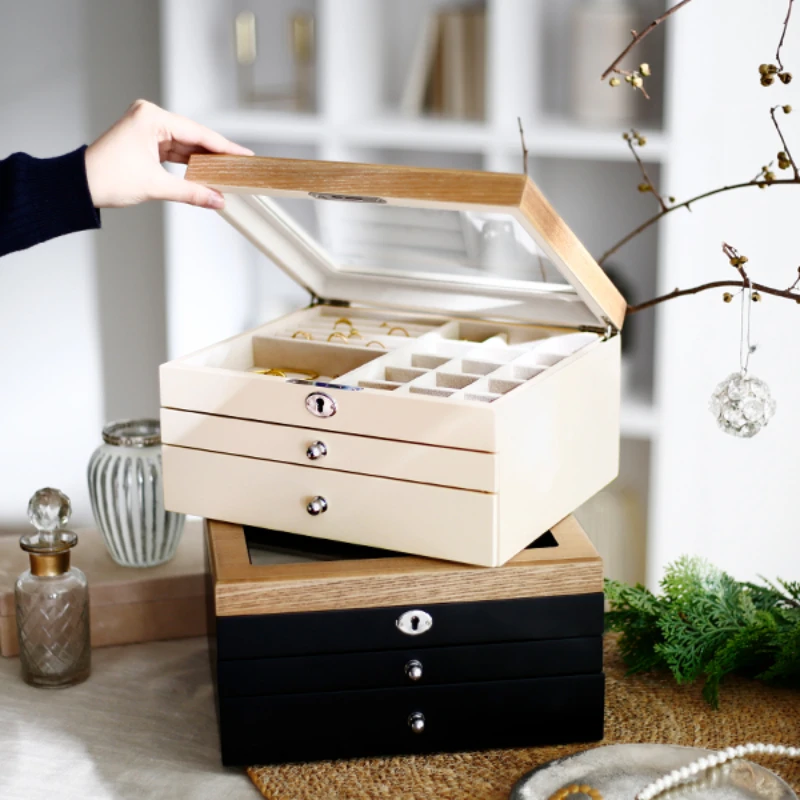 Japanese jewelry box, multi-layer high-end earrings, necklace, hand jewelry storage box, dustproof carrying lock, wooden gift
Japanese jewelry box, multi-layer high-end earrings, necklace, hand jewelry storage box, dustproof carrying lock, wooden gift