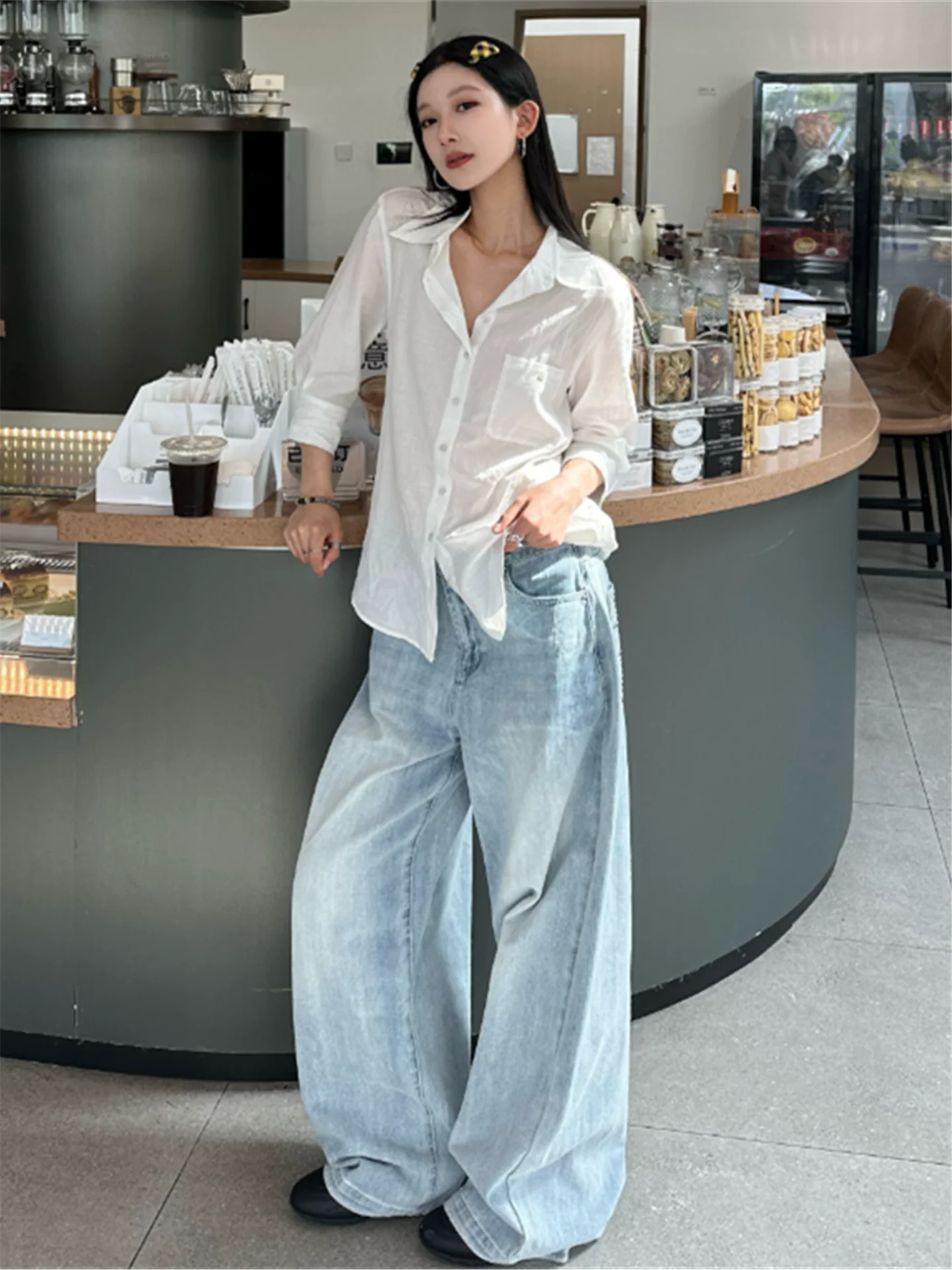 Extended Length Light Blue Low Waist Wide Leg Jeans Women's Summer Loose Slimming Hot Girl Style Floor Length Pants
Extended Length Light Blue Low Waist Wide Leg Jeans Women's Summer Loose Slimming Hot Girl Style Floor Length Pants