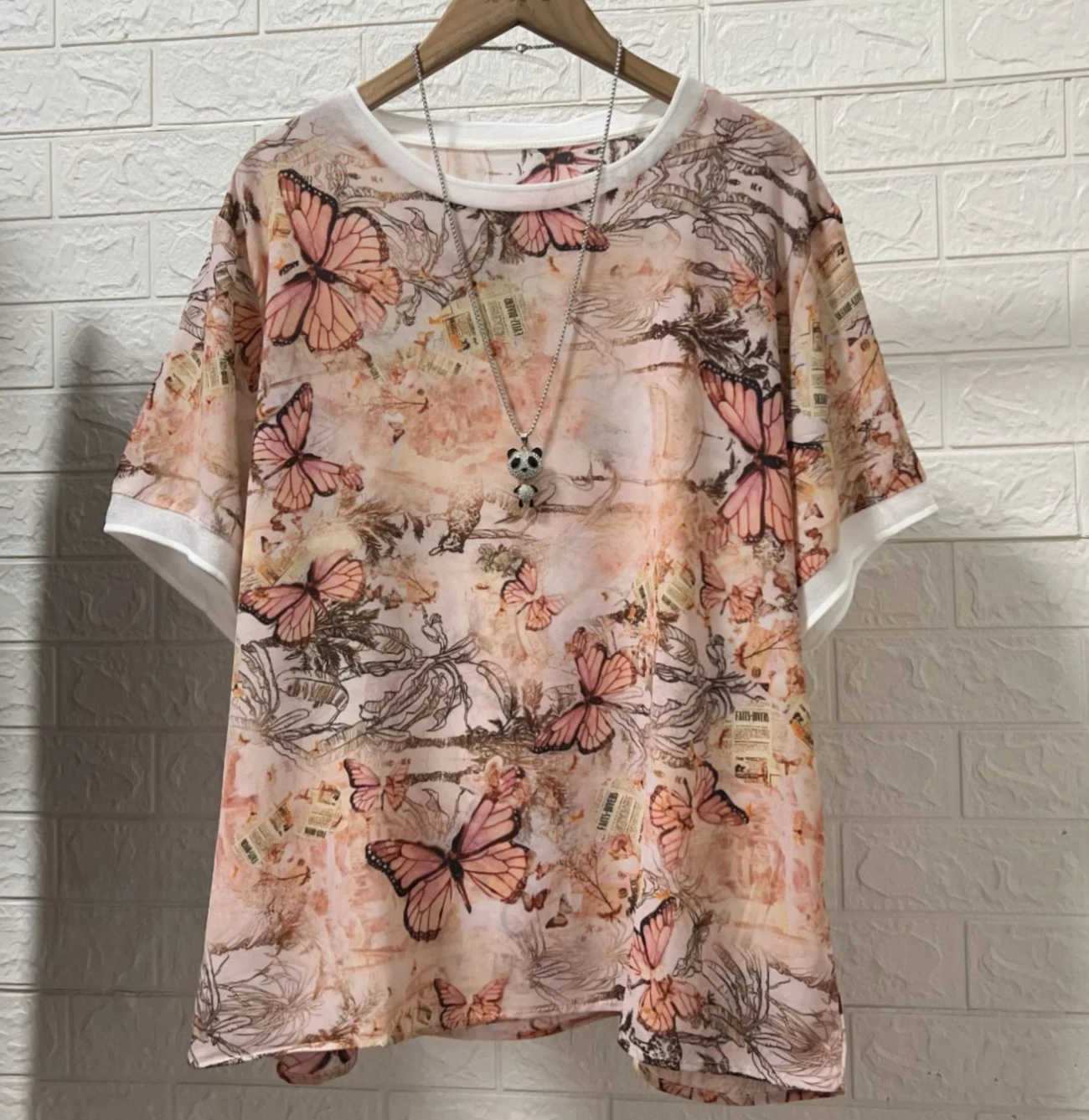 Women's Butterfly Print Chiffon Shirt Summer Loose Casual Tops Korean Style Short Sleeve Blouse
Women's Butterfly Print Chiffon Shirt Summer Loose Casual Tops Korean Style Short Sleeve Blouse