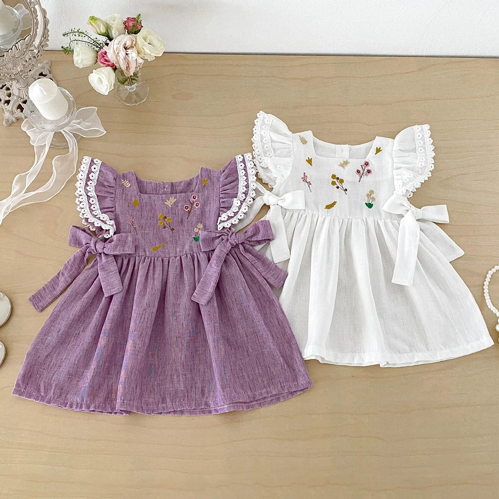 1-4Y Girls Embroidered Flower Dress Summer New Baby Cute Thin Lace Flying Sleeve Princess Dress Bow Decoration Holiday Outfits
1-4Y Girls Embroidered Flower Dress Summer New Baby Cute Thin Lace Flying Sleeve Princess Dress Bow Decoration Holiday Outfits