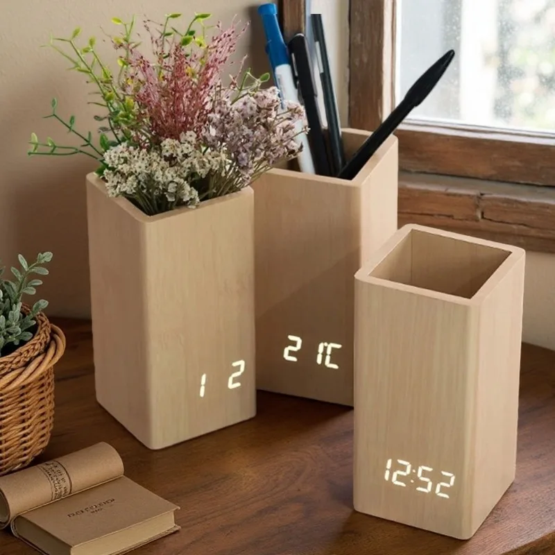 Nordic Style Wooden Pen Holder LED Clock Digital Desktop Alarm Clock Multi-use Stationery Organizer Box Tidy Desk Office Decor
Nordic Style Wooden Pen Holder LED Clock Digital Desktop Alarm Clock Multi-use Stationery Organizer Box Tidy Desk Office Decor