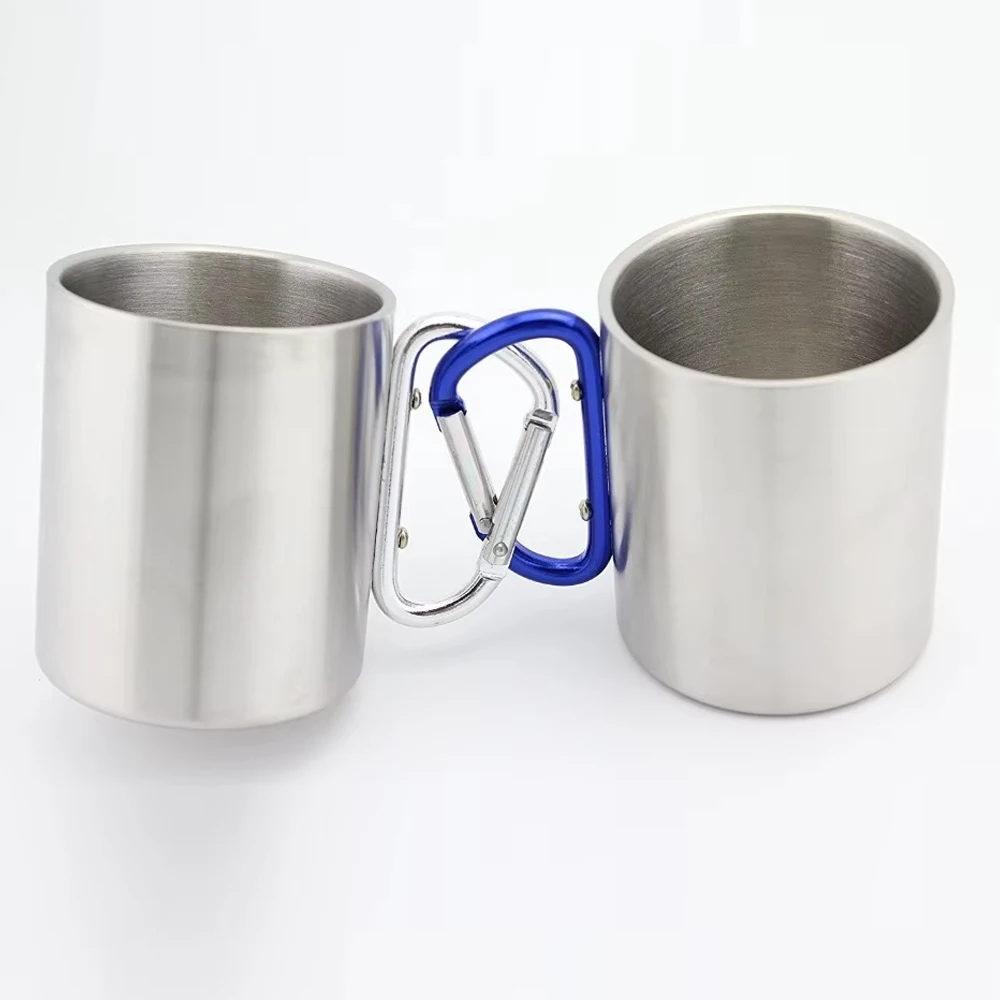Stainless Steel Water Bottle with Carabiner Handle Metal Cup 220ml/7oz Suitable for Outdoor Sports Camping Hiking Mountaineering
Stainless Steel Water Bottle with Carabiner Handle Metal Cup 220ml/7oz Suitable for Outdoor Sports Camping Hiking Mountaineering
