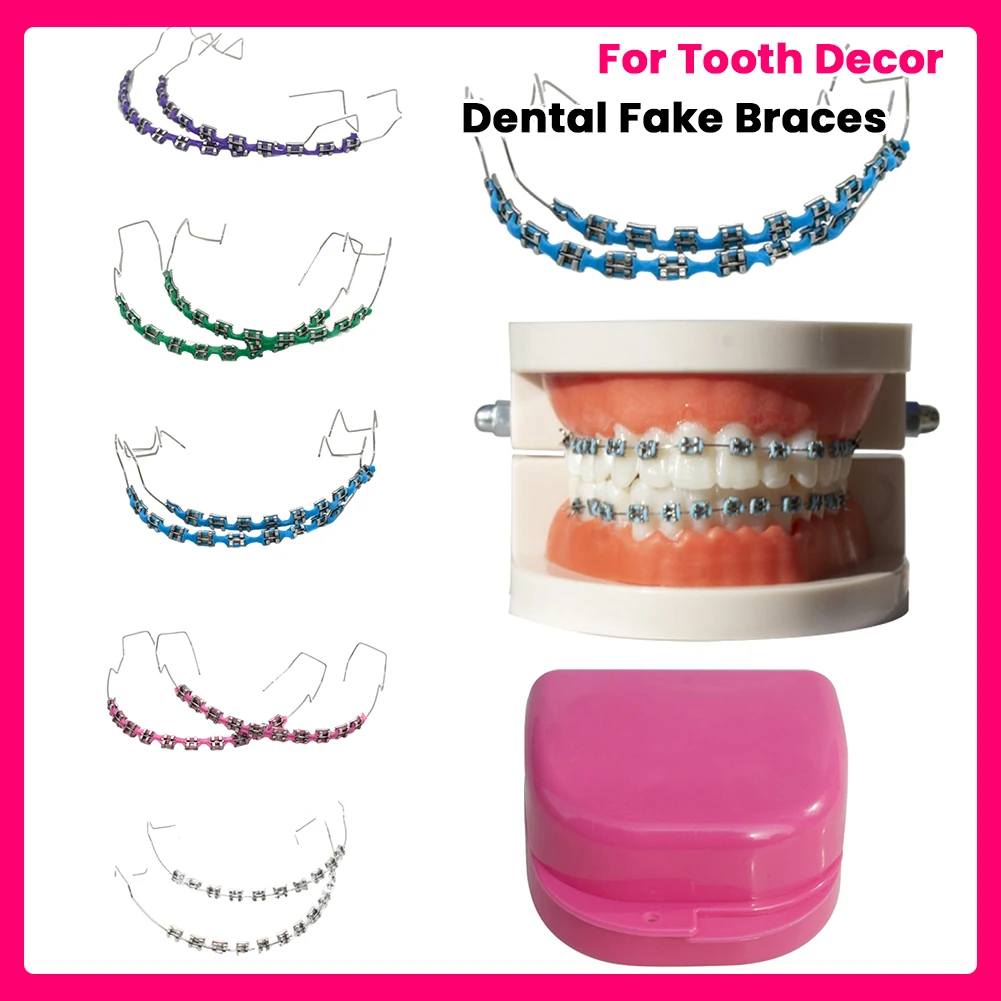 Temporary Tooth Decoration Dental Fake Braces with Metal Wires & Bracket Dental Metal Bracket with Ligature Ties for Tooth Decor
Temporary Tooth Decoration Dental Fake Braces with Metal Wires & Bracket Dental Metal Bracket with Ligature Ties for Tooth Decor