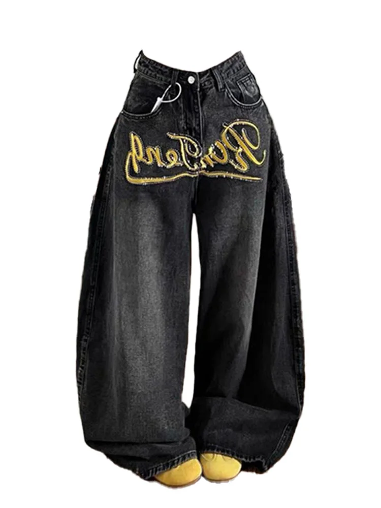 Women's Black Embroidered Casual Denim Y2K Harajuku High Street Aesthetic 90S Loose Wide Leg Jeans Long Pants Clothing 2026 New
Women's Black Embroidered Casual Denim Y2K Harajuku High Street Aesthetic 90S Loose Wide Leg Jeans Long Pants Clothing 2026 New