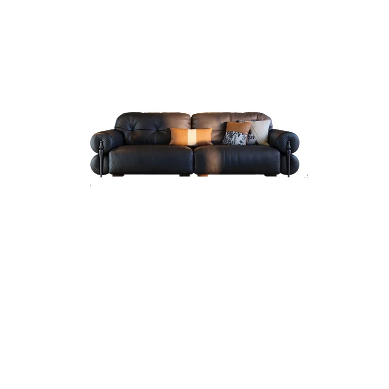 French retro leather sofa living room straight row antique black design leather sofa
French retro leather sofa living room straight row antique black design leather sofa