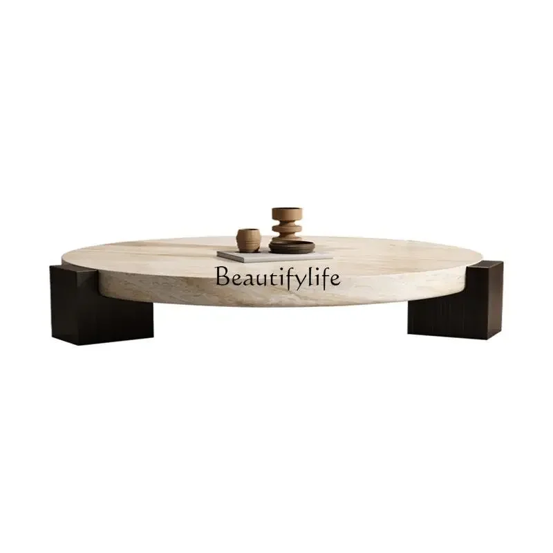Italian medieval travertine coffee table light luxury modern home creative art designer round
Italian medieval travertine coffee table light luxury modern home creative art designer round