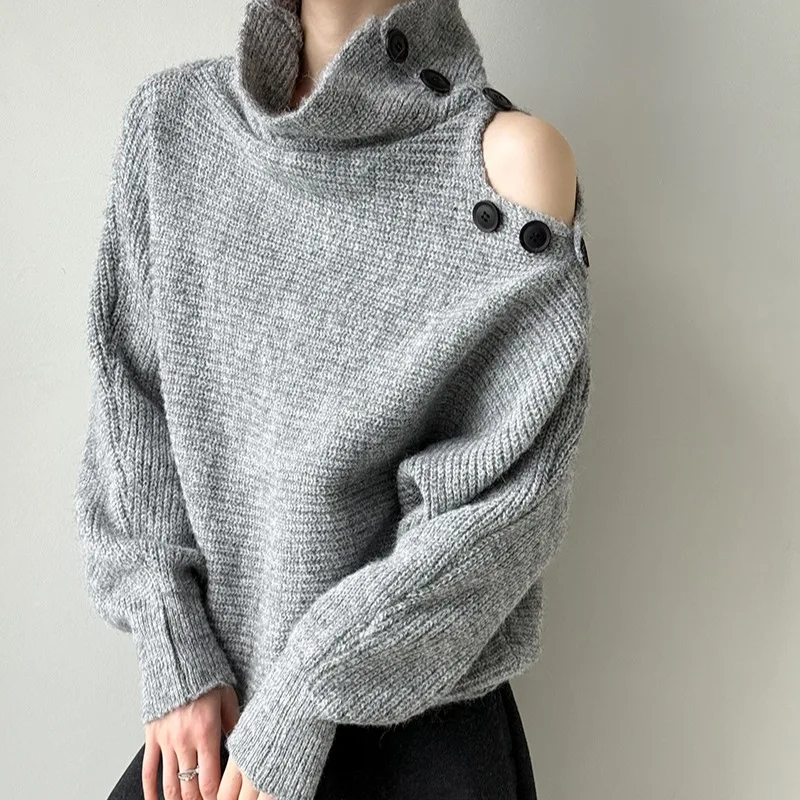 Gray Off Shouder Turtleneck Knit Sweater Women Pullovers 2026 New Korean Fashion Long Sleeve Casual Loose Lazy Relaxed Sweaters
Gray Off Shouder Turtleneck Knit Sweater Women Pullovers 2026 New Korean Fashion Long Sleeve Casual Loose Lazy Relaxed Sweaters