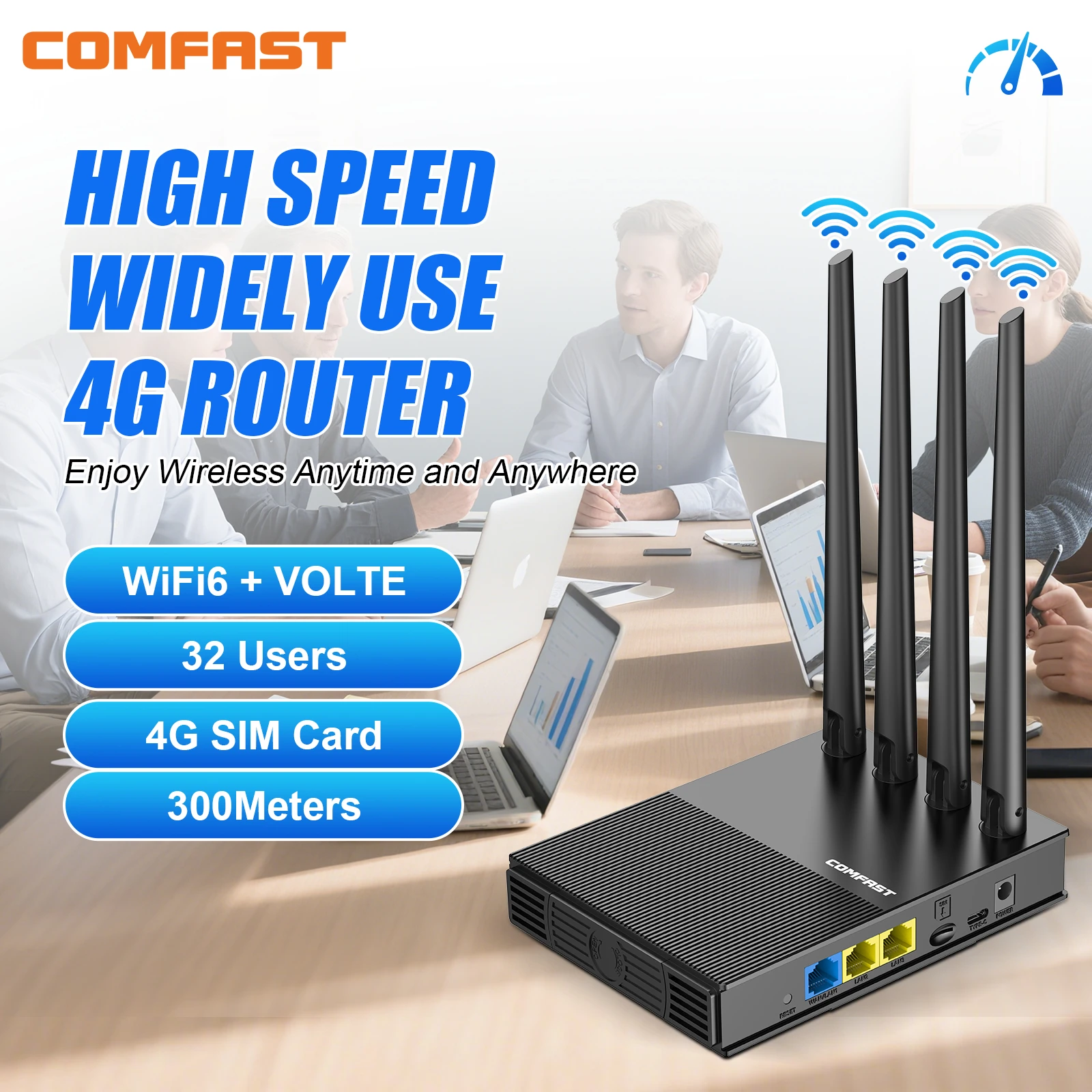 COMFAST 4G LTE роутер 300 Мбит/с, 2.4G WiFi 6, беспроводной маршрутизатор Cat4, слот для micro SIM-карты, порт RJ45 100 Мбит/с, модем-роутер, питание DC/Type-C, EU PLUG
COMFAST 4G LTE роутер 300 Мбит/с, 2.4G WiFi 6, беспроводной маршрутизатор Cat4, слот для micro SIM-карты, порт RJ45 100 Мбит/с, модем-роутер, питание DC/Type-C, EU PLUG