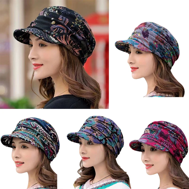 2023 New Women Peaked Cap Short Brim Warm Foldable Earflap Women Cap Ethnic Style Floral Print Autumn Winter Hat Daily Clothing
2023 New Women Peaked Cap Short Brim Warm Foldable Earflap Women Cap Ethnic Style Floral Print Autumn Winter Hat Daily Clothing