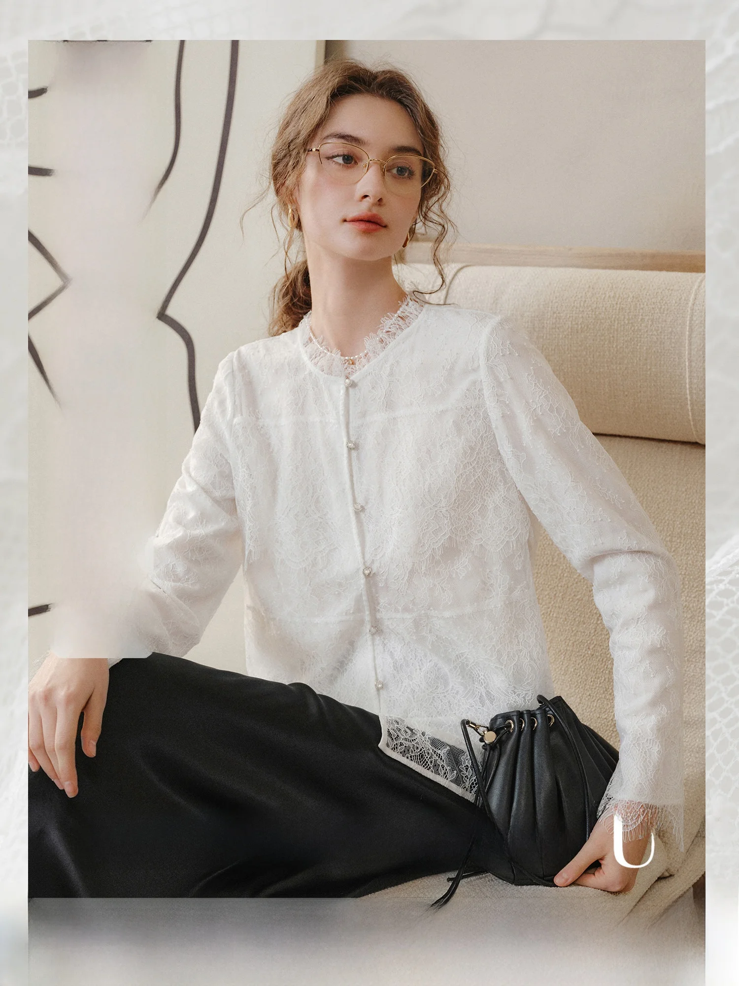 Ele Lace irt Women's Lightweight Flexible Spring Austin Romance Top Straight Tube Long Sve Pure Color Faion Ladies
Ele Lace irt Women's Lightweight Flexible Spring Austin Romance Top Straight Tube Long Sve Pure Color Faion Ladies