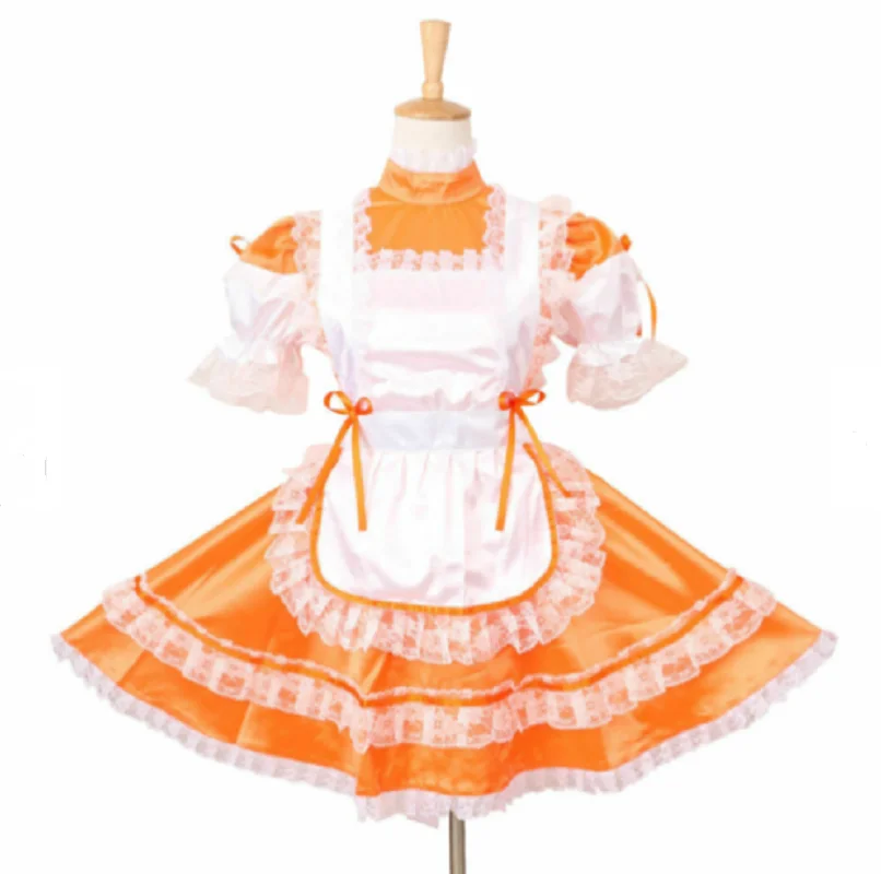 Sissy Cosplay Sexy Maid Orange Satin Fluffy Lock Dress Costume Dresser Adult Women's Fantasy Carnival Custom
Sissy Cosplay Sexy Maid Orange Satin Fluffy Lock Dress Costume Dresser Adult Women's Fantasy Carnival Custom