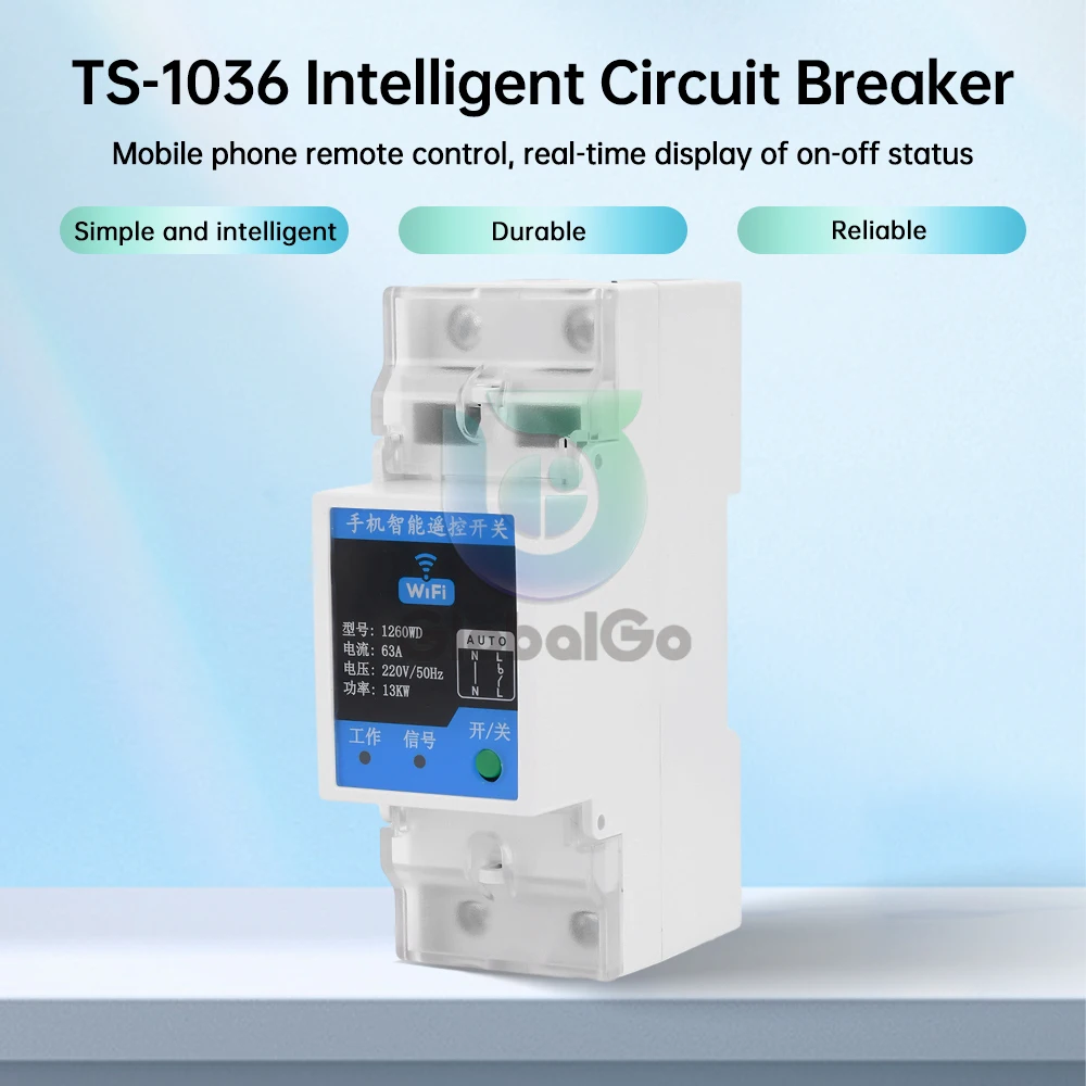AC220V Smart Circuit Breaker 63A 2P WiFi Tuya App Smart Life App Control 220V Remote Timer Switch Automatic Reclosing Switch
AC220V Smart Circuit Breaker 63A 2P WiFi Tuya App Smart Life App Control 220V Remote Timer Switch Automatic Reclosing Switch