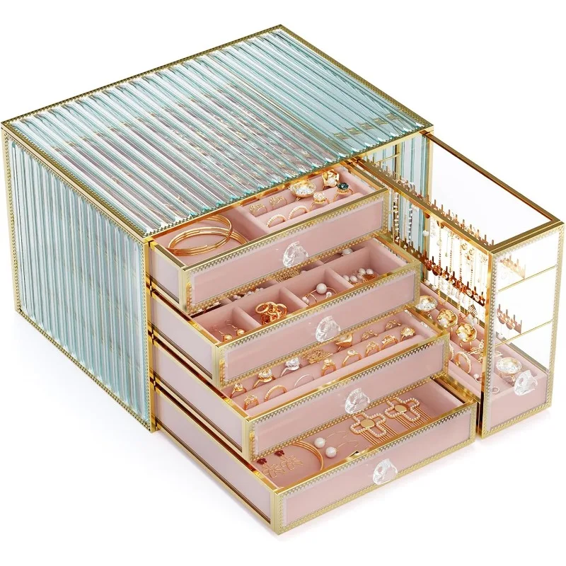 Jewelry organizer box-Tempered Glass 5-Drawer jewelry boxes for women, Large Jewelry Boxes
Jewelry organizer box-Tempered Glass 5-Drawer jewelry boxes for women, Large Jewelry Boxes