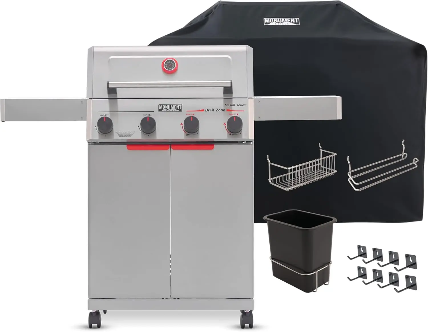 Stainless Steel Propane Gas Grill with 4 Burners, 525 sq.in Cooking Area, 37,000 BTU, Heats to 500°F in 5 Mins, Broil Zone, Foldable Side Shelves, Knob Control, Built-in Thermometer, Includes 5 Accessories
Stainless Steel Propane Gas Grill with 4 Burners, 525 sq.in Cooking Area, 37,000 BTU, Heats to 500°F in 5 Mins, Broil Zone, Foldable Side Shelves, Knob Control, Built-in Thermometer, Includes 5 Accessories