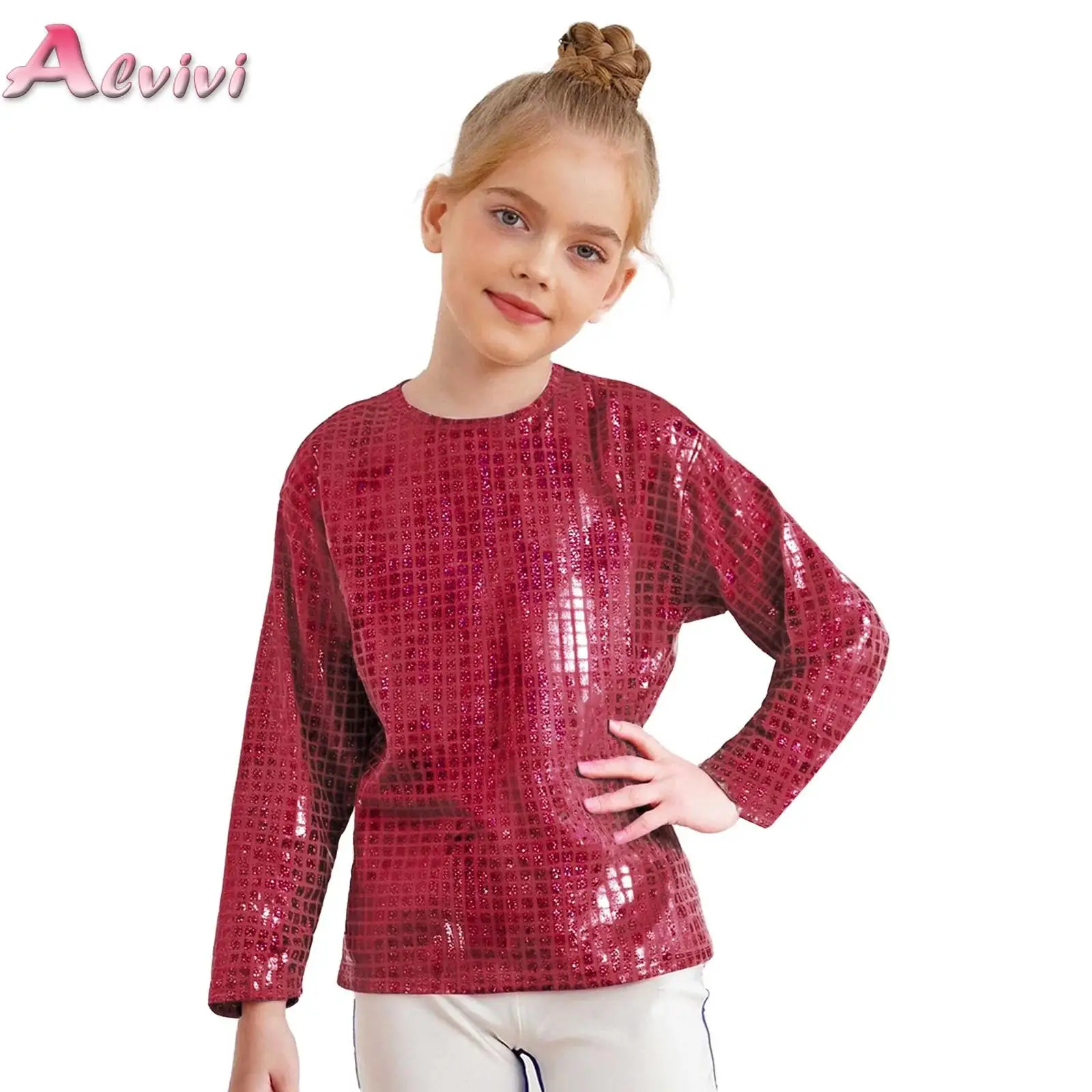 Child Girls Boys Shiny Metallic Shirt T-Shirt Top Plaid Loose Jazz Hip Hop Dance Blouse Cheerleading Stage Performance Dancewear
Child Girls Boys Shiny Metallic Shirt T-Shirt Top Plaid Loose Jazz Hip Hop Dance Blouse Cheerleading Stage Performance Dancewear