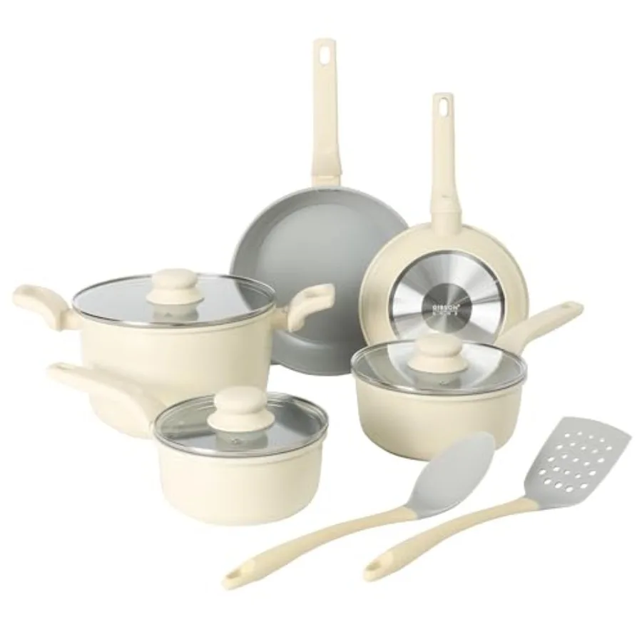 Barnsdall 10 Pcs Premium PFA Free Ceramic Nonstick Pots and Pans Aluminum Induction Cookware Set W/Kitchen Tools -/Grey Non Sti
Barnsdall 10 Pcs Premium PFA Free Ceramic Nonstick Pots and Pans Aluminum Induction Cookware Set W/Kitchen Tools -/Grey Non Sti