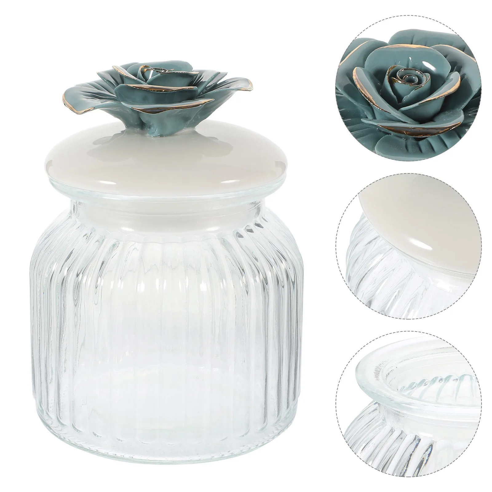 Glass Tea Jar with Ceramic Flower Lid Airtight Grain Storage Container for Coffee Beans Dried Fruit Sugar Kitchen Pantry
Glass Tea Jar with Ceramic Flower Lid Airtight Grain Storage Container for Coffee Beans Dried Fruit Sugar Kitchen Pantry
