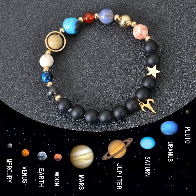 Fashion Novelty Eight Planets Twelve Constellations Couple Bracelet Grinding Stone Beads Men and Women Bracelet Jewellery Gifts
Fashion Novelty Eight Planets Twelve Constellations Couple Bracelet Grinding Stone Beads Men and Women Bracelet Jewellery Gifts