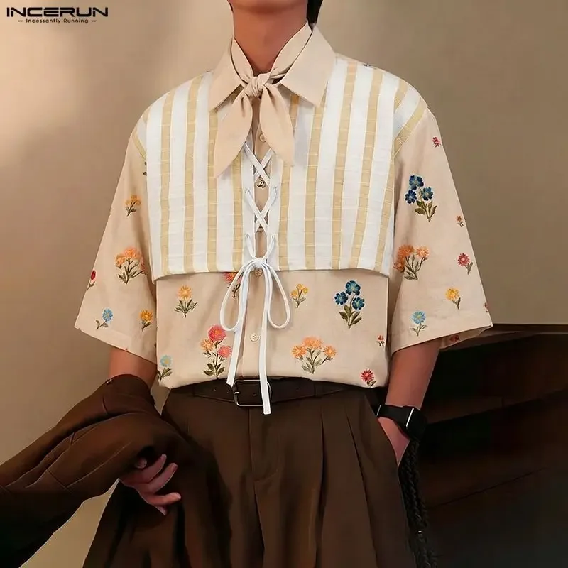 INCERUN Men Shirt Flower Printing Patchwork Lapel Half Sleeve Men Clothing Streetwear 2026 Lace Up Fashion Loose Tops Men Shirts
INCERUN Men Shirt Flower Printing Patchwork Lapel Half Sleeve Men Clothing Streetwear 2026 Lace Up Fashion Loose Tops Men Shirts