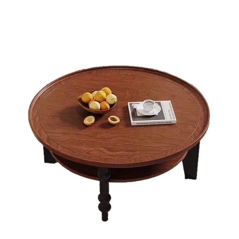 French retro solid wood round coffee table living room household small apartment American medieval tea table
French retro solid wood round coffee table living room household small apartment American medieval tea table