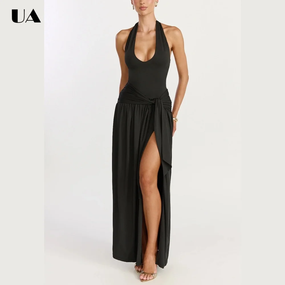 ULBYANRN Trendy A-line Halterneck Party Dress for Woman French Style Solid Sleeveless Prom Dress Customized Sexy Slit Long Dress
ULBYANRN Trendy A-line Halterneck Party Dress for Woman French Style Solid Sleeveless Prom Dress Customized Sexy Slit Long Dress