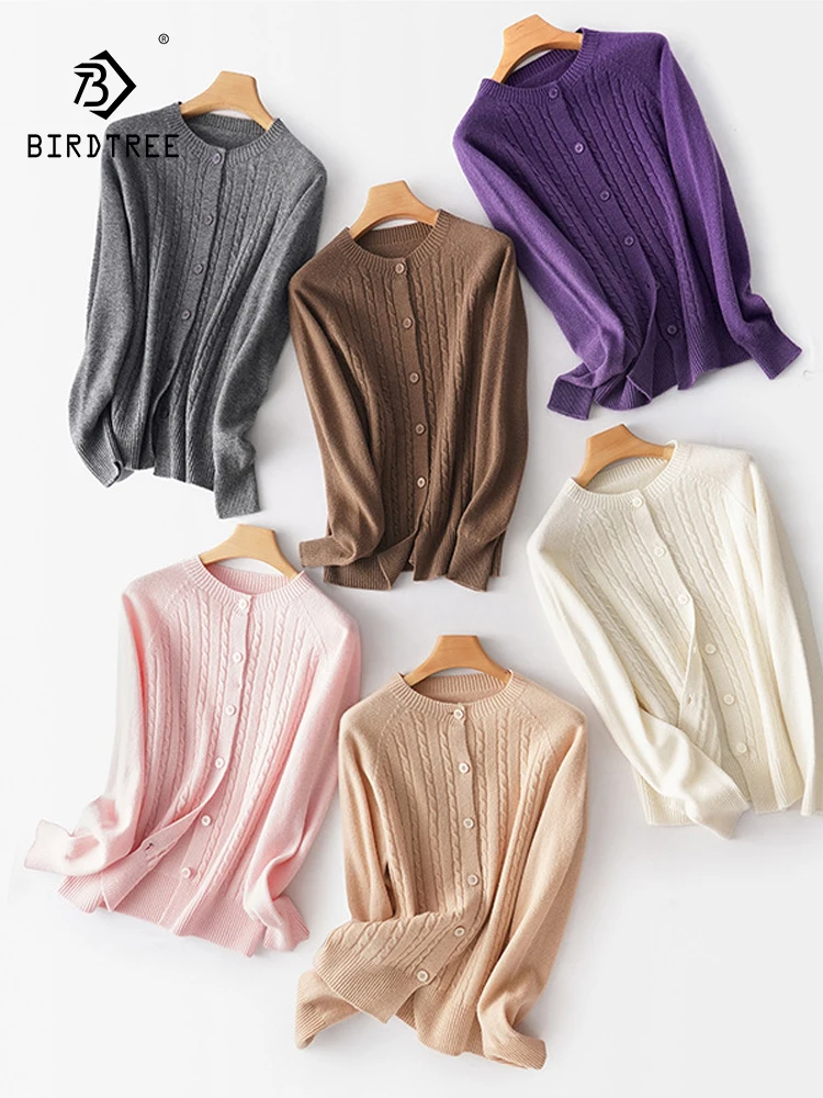 BirdTree, 100%Merino Wool Elegant Cardigans, Women Long Sleeve O-Neck, French Thin Knit Sweater, 2024 Autumn Winter Top T48565QC
BirdTree, 100%Merino Wool Elegant Cardigans, Women Long Sleeve O-Neck, French Thin Knit Sweater, 2024 Autumn Winter Top T48565QC
