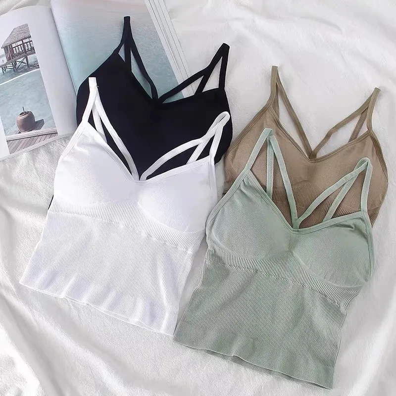 Women's Underwear Seamless Body-fitting Vest Wrapped Detachable Chest Pad Cut Top Elastic Sexy Cross Open Back V-neck Vest Bra
Women's Underwear Seamless Body-fitting Vest Wrapped Detachable Chest Pad Cut Top Elastic Sexy Cross Open Back V-neck Vest Bra