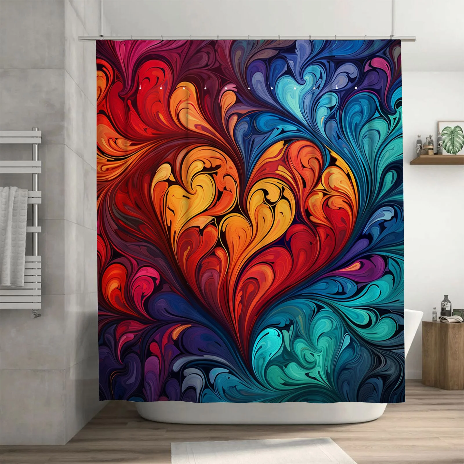 Abstract Swirl Heart Shower Curtain - Waterproof, Mildew-Resistant, Machine Washable for Modern Bathroom Decor
Abstract Swirl Heart Shower Curtain - Waterproof, Mildew-Resistant, Machine Washable for Modern Bathroom Decor