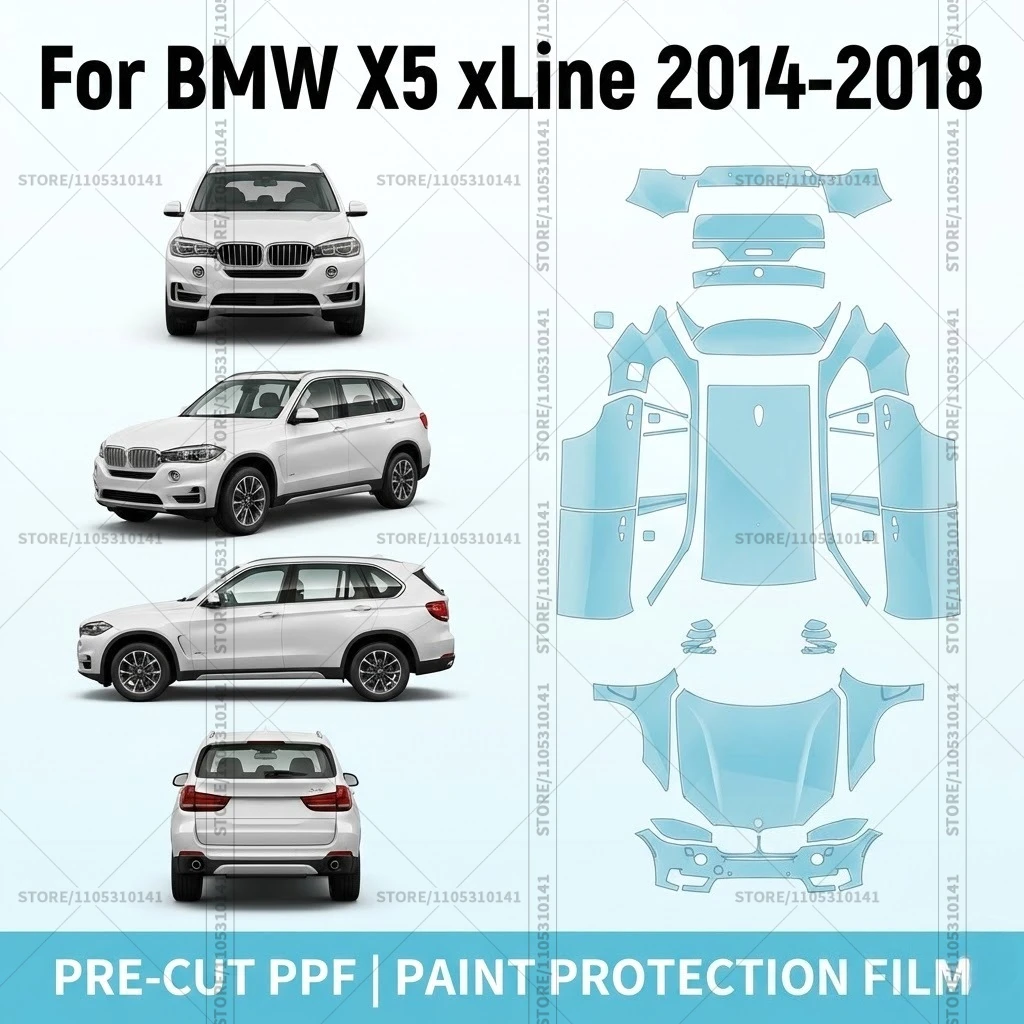 Предварительно нарезанная защитная пленка PPF, прозрачная автомобильная пленка, профессиональная автомобильная пленка PPF для полной защиты кузова BMW X5 xLine 2014-2018
Предварительно нарезанная защитная пленка PPF, прозрачная автомобильная пленка, профессиональная автомобильная пленка PPF для полной защиты кузова BMW X5 xLine 2014-2018
