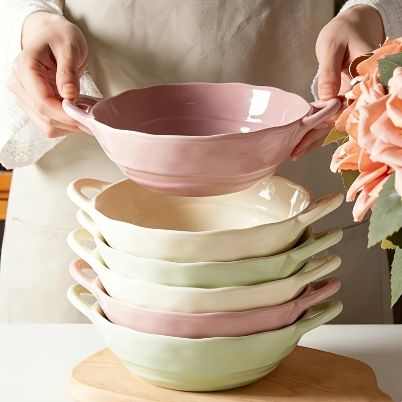 TAUFIKT 6pcs Large Capacity Ceramic Bowls with Binaural Handles - Durable And Versatile Soup And Salad Bowls, Noodle Bowls
TAUFIKT 6pcs Large Capacity Ceramic Bowls with Binaural Handles - Durable And Versatile Soup And Salad Bowls, Noodle Bowls
