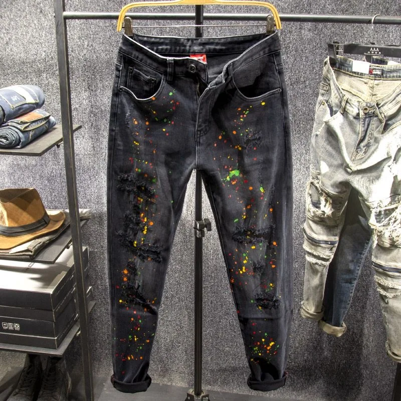Spring and Autumn Fashion Print Ripped Vintage Black Straight Leg Jeans Men's Casual Loose Comfortable Sports High Quality Pants
Spring and Autumn Fashion Print Ripped Vintage Black Straight Leg Jeans Men's Casual Loose Comfortable Sports High Quality Pants