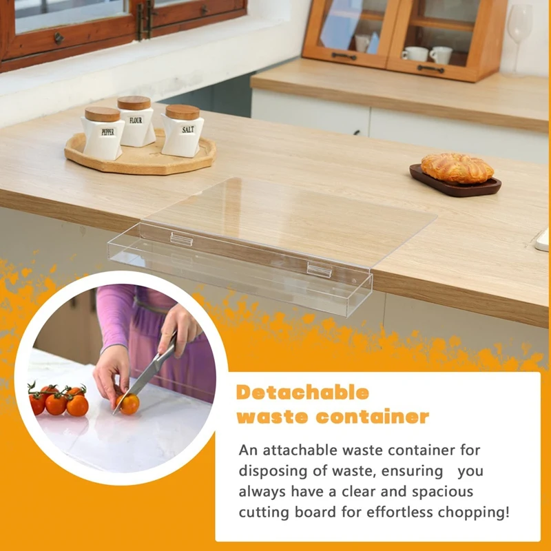 Акриловая разделочная доска с контейнером для мусора и губкой для стойки, большая прозрачная разделочная доска 17x13 дюймов для кухонной столешницы-VVNB
Акриловая разделочная доска с контейнером для мусора и губкой для стойки, большая прозрачная разделочная доска 17x13 дюймов для кухонной столешницы-VVNB