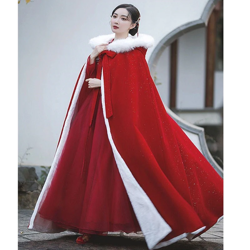Faux Fur Cape Cardigan Coat Beautiful Hanfu Outwear Red Women Ancient Cosplay Cloak Cape Overcoat Chinese Style Wedding Party
Faux Fur Cape Cardigan Coat Beautiful Hanfu Outwear Red Women Ancient Cosplay Cloak Cape Overcoat Chinese Style Wedding Party