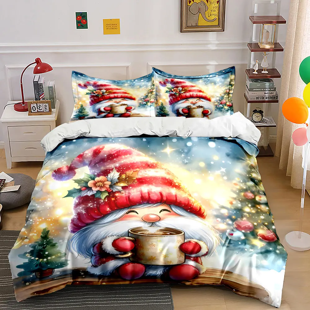 Christmas elf holding hot drink smiling Duvet Cover Set with 3D Printing Design Soft Polyester Bedding Set All-Season Comfort
Christmas elf holding hot drink smiling Duvet Cover Set with 3D Printing Design Soft Polyester Bedding Set All-Season Comfort