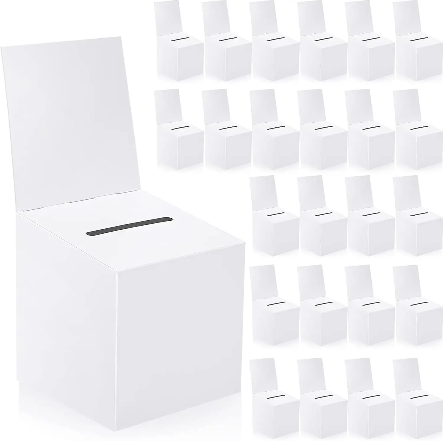 24 Pack Raffle Boxes with Slot, Cardboard Ballot Box for Voting and Fundraising, 6x6x6 Inch White
24 Pack Raffle Boxes with Slot, Cardboard Ballot Box for Voting and Fundraising, 6x6x6 Inch White