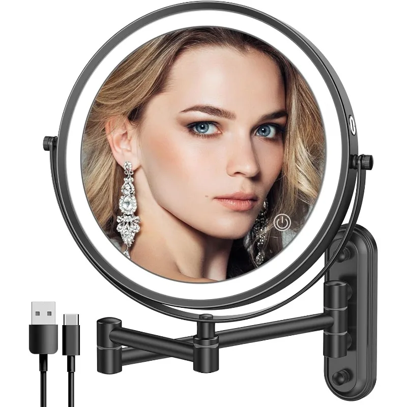 Rechargeable Lighted Wall Mounted Makeup Mirror with 3 Color Lights,Dimmable Touch Screen,8 Inch LED Double Sided 1X/10X
Rechargeable Lighted Wall Mounted Makeup Mirror with 3 Color Lights,Dimmable Touch Screen,8 Inch LED Double Sided 1X/10X