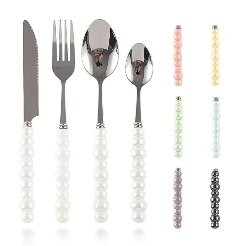 4pcs Set Spoon Knife Fork Eating Dessert Pearl Handle Ceramic Western Steak Tableware Cutlery Kitchen Bar Souvenir Shine Ins
4pcs Set Spoon Knife Fork Eating Dessert Pearl Handle Ceramic Western Steak Tableware Cutlery Kitchen Bar Souvenir Shine Ins