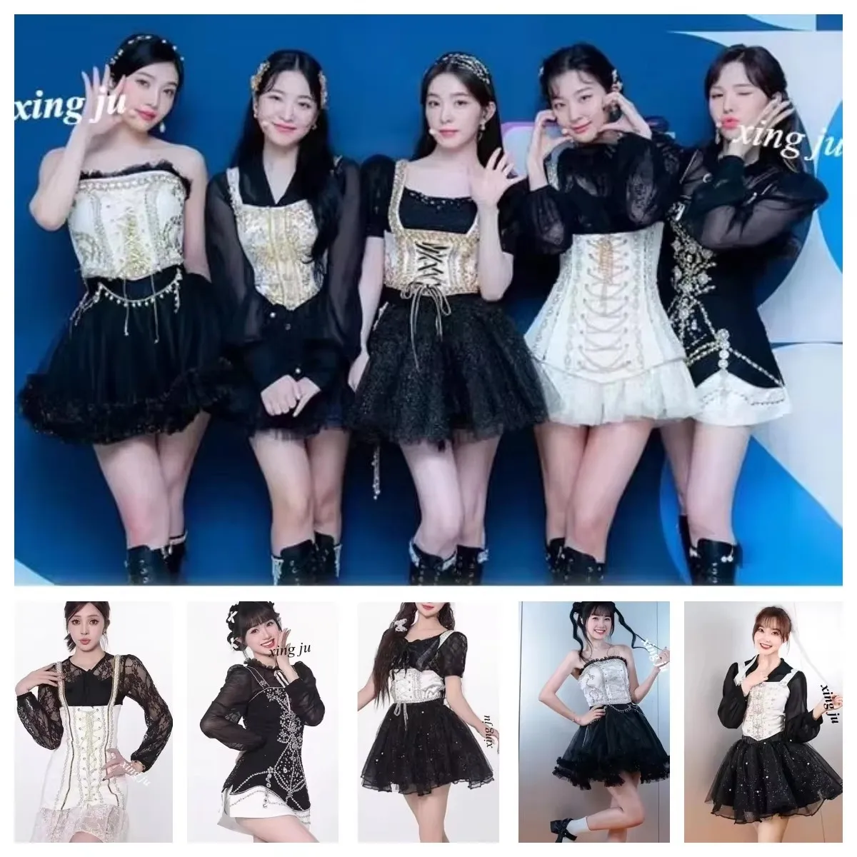 Xing Ju Kpop Jazz Dance Costume Female Sling Tops Sexy Outfits Short Skirt Korean Women Group Fairy Mesh See-Through Short Dress
Xing Ju Kpop Jazz Dance Costume Female Sling Tops Sexy Outfits Short Skirt Korean Women Group Fairy Mesh See-Through Short Dress