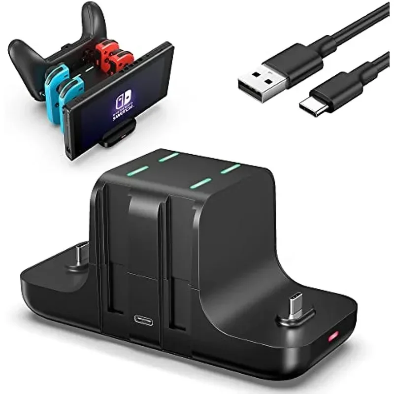 6-in-1 Dock for Switch and OLED and Lite Accessories, Charging Station for Joy Con and Pro Controllers with USB C Charging Cable
6-in-1 Dock for Switch and OLED and Lite Accessories, Charging Station for Joy Con and Pro Controllers with USB C Charging Cable