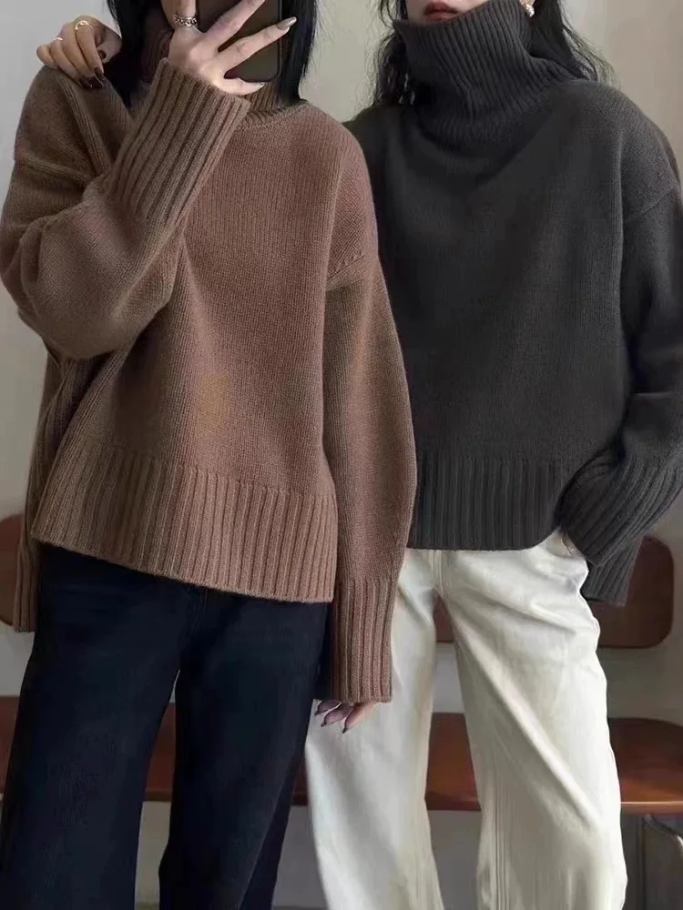 Thick and loose lazy wind sweater women's autumn and winter new pure cashmere shirt high neck pure color base
Thick and loose lazy wind sweater women's autumn and winter new pure cashmere shirt high neck pure color base
