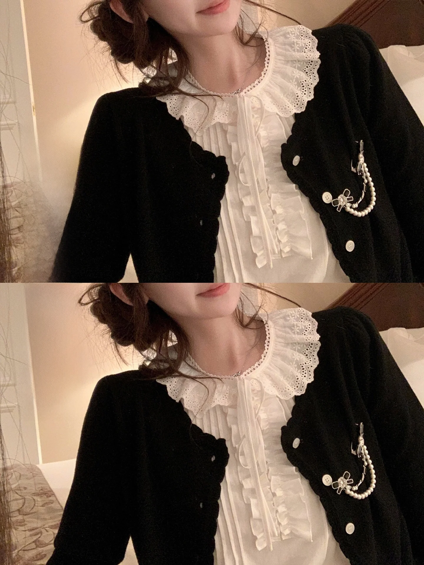 Белая блузка CrySweet с рюшами на воротнике, длинными рукавами, приталенная, с воротником-стойкой, для ношения под одеждой, с романтическим дизайном в стиле «Поэтический стих», нежная и элегантная.
Белая блузка CrySweet с рюшами на воротнике, длинными рукавами, приталенная, с воротником-стойкой, для ношения под одеждой, с романтическим дизайном в стиле «Поэтический стих», нежная и элегантная.