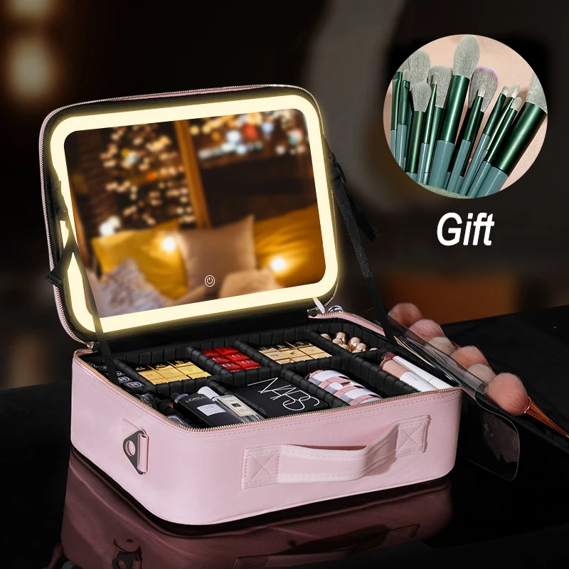 Korea LED Makeup Bag With Mirror Large Cosmetic Bag Portable Travel Pink Storage Bag Smart Led Cosmetic Case With Mirror Light
Korea LED Makeup Bag With Mirror Large Cosmetic Bag Portable Travel Pink Storage Bag Smart Led Cosmetic Case With Mirror Light
