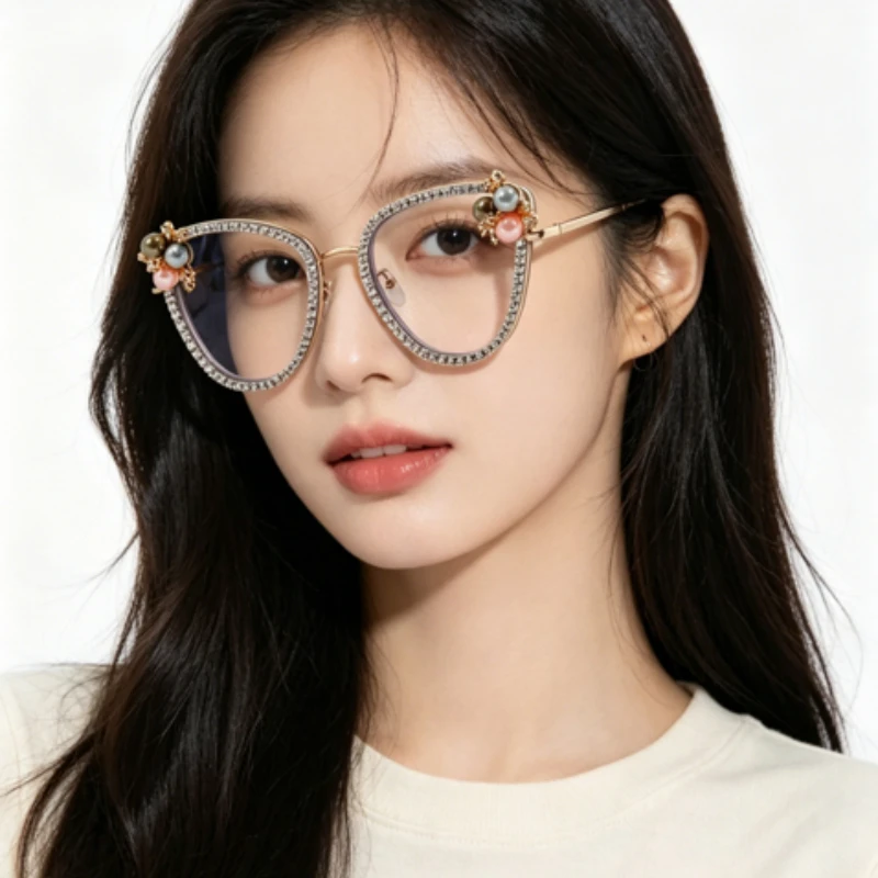 Triangle Cat Eye Anti Blue Light Glasses Diamond Inlaid Flat Light Glasses Imitation Diamond Pearl Retro Driving Eyeglasses
Triangle Cat Eye Anti Blue Light Glasses Diamond Inlaid Flat Light Glasses Imitation Diamond Pearl Retro Driving Eyeglasses