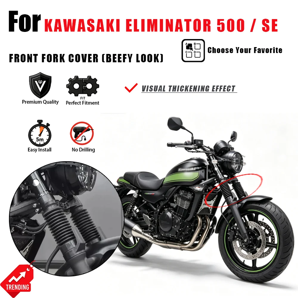 For Kawasaki Eliminator 500 EL500 Front Fork Cover Shock Absorber Protector Beefy Look Accesorios Moto Cubierta Horquilla
For Kawasaki Eliminator 500 EL500 Front Fork Cover Shock Absorber Protector Beefy Look Accesorios Moto Cubierta Horquilla