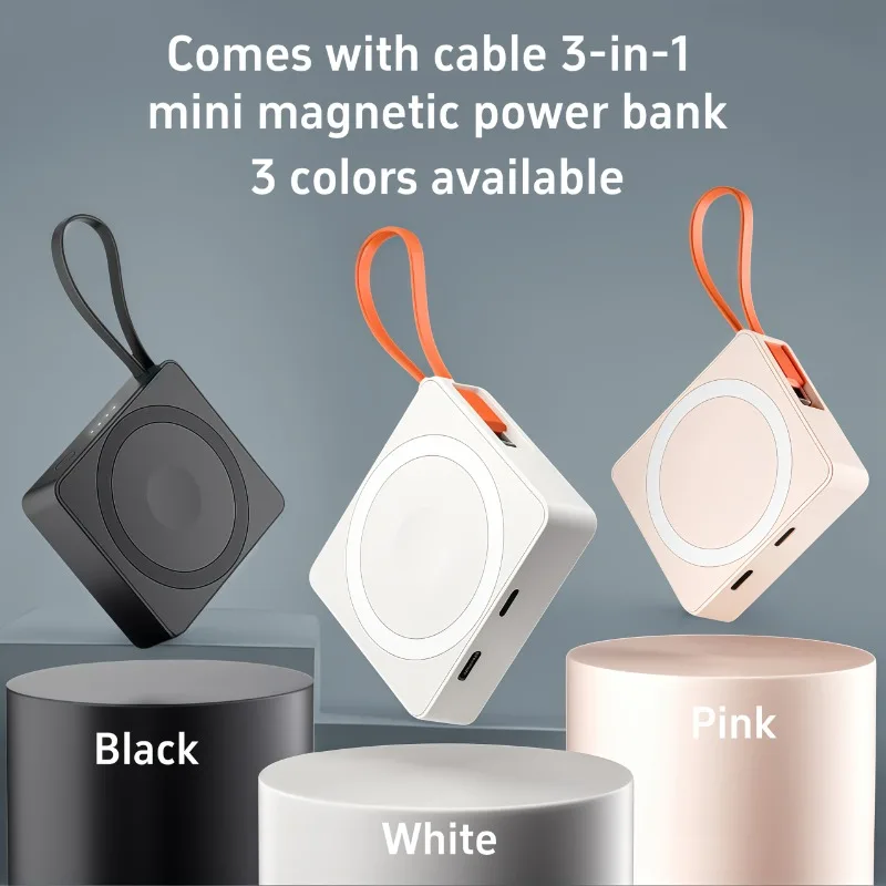 5000mAh Magnetic Wireless Power Bank, 3-in-1 Mini Charger with USB-C,for IPhone 15W Fast Charging, Wireless Charging Power Bank
5000mAh Magnetic Wireless Power Bank, 3-in-1 Mini Charger with USB-C,for IPhone 15W Fast Charging, Wireless Charging Power Bank