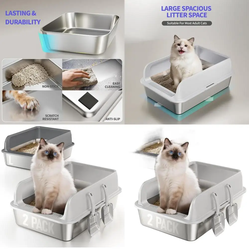 Набор из 2-х лотков для кошек из нержавеющей стали с крышкой, для крупных кошек, для домов с несколькими кошками, с высокими бортиками, герметичные, легко моются, не прилипают к поверхности.
Набор из 2-х лотков для кошек из нержавеющей стали с крышкой, для крупных кошек, для домов с несколькими кошками, с высокими бортиками, герметичные, легко моются, не прилипают к поверхности.